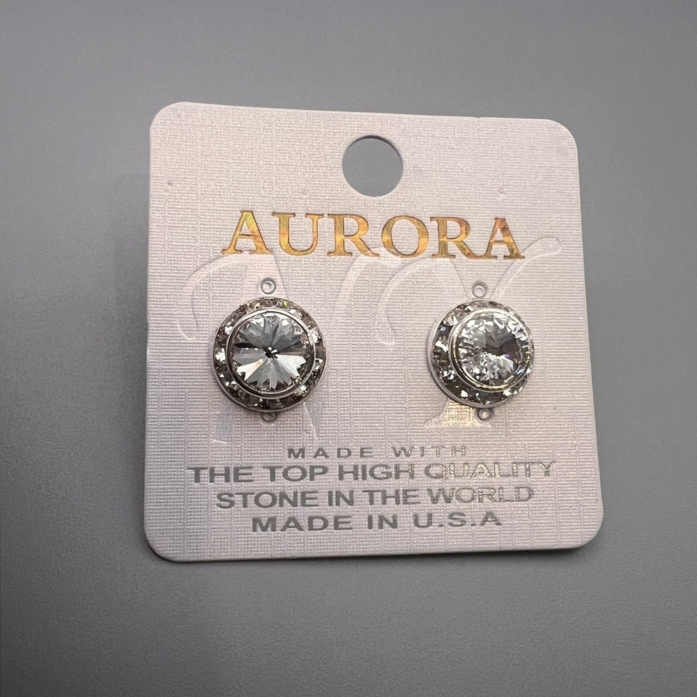 Aurora Silver Crystal Stud Earrings